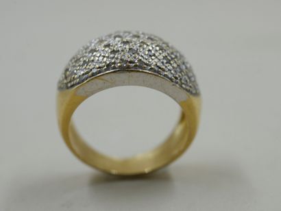 null Yellow gold and 18k white gold ring with roses - PB : 8,30gr - TDD 55,5