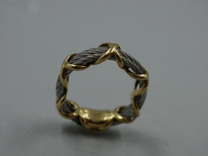 null FRED - Yellow gold and steel wire ring - PB : 4,77gr - TDD 48