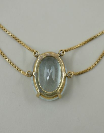 null Slave necklace in 18k yellow gold with an aquamarine of 34cts - PB : 22,70gr...