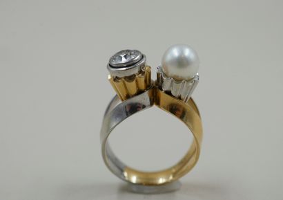 null 
Original Vous & Moi ring in 18k yellow and white gold topped by a white cultured...