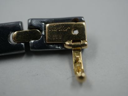 null CARTIER - Bracelet à maillons en hématite et or jaune - Signé - PB : 34,70gr...