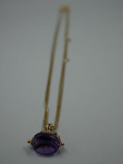 null Long necklace in 18k yellow gold with a rotating amethyst pendant (Dimensions...