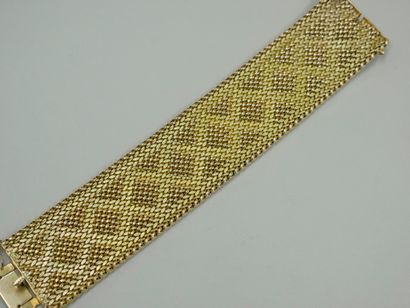  Bracelet manchette en or jaune tressé souple 18k - poids : 70gr - Long : 19cm