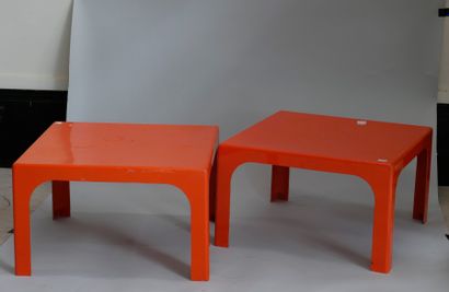 null Paire de tables basses quadrangulaires en fibre de verre orange