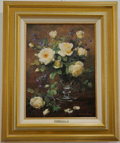 null Albert WILLIAMS (né en 1922) - Bouquet de roses - Huile sur toile signée en...