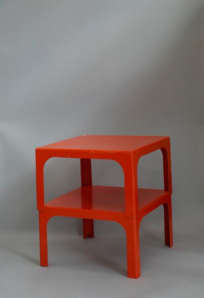 null Paire de tables basses quadrangulaires en fibre de verre orange