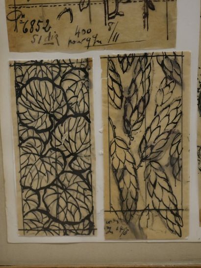 null Ecole 1900 - Cinq dessins sur calque - Etudes époque art nouveau