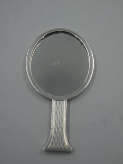 null HERMES - Hand mirror in silver with undulating chased decoration - Hermes case...