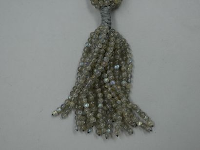 null Long necklace of six rows of labradorite balls finished by a pompom - Length...