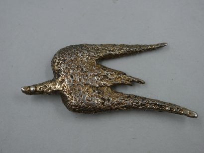 null George BRAQUE - (1882-1963) - Bird brooch in silver gilt - Carries the inscription...