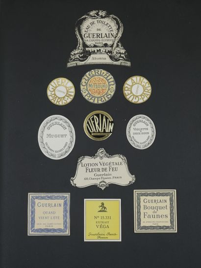 null GUERLAIN Set of labels

Set of labels including about 10 labels titled " Bouquet...