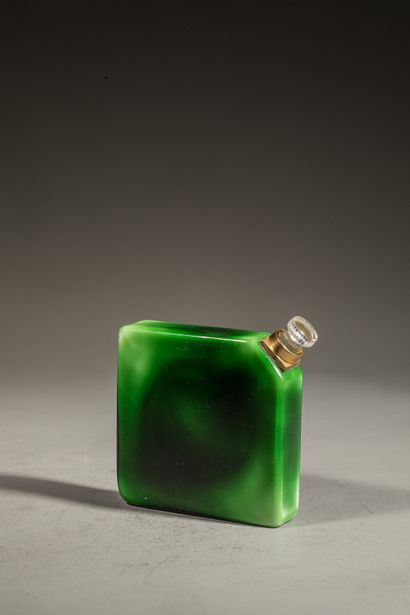 null YBRY " Femme de Paris " Bottle model jerrican, in green opaque crystal. Rectangular...