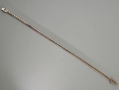 null Line bracelet in 18k pink gold entirely set with round multicoloured sapphires...
