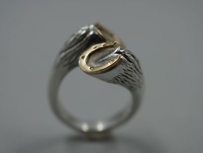 null GUCCI - Ring "Horseshoe" in silver and yellow gold - PB : 7,90gr - TDD 46