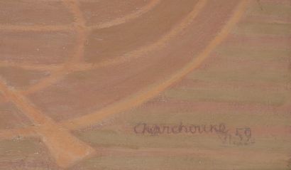 null Serge CHARCHOUNE (1888-1975). Gondola N°6, Juin 1952. Huile sur toile. Signée...