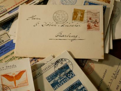 null SUISSE Emissions 1900/1938 : Lot de lettres et entiers postaux, plusieurs dizaines...