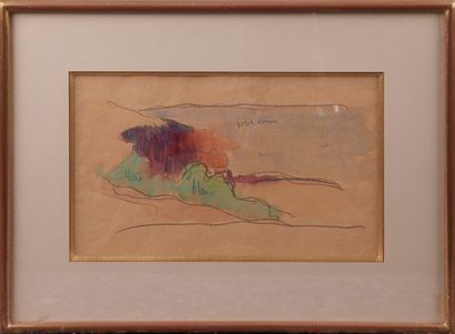 null Gustave LOISEAU (1865-1935). Etude de bord de mer. Aquarelle sur traits de crayon...