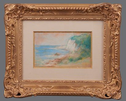 null Émile SCHUFFENECKER (1851-1934). Falaise en bord de mer. Pastel sur papier....