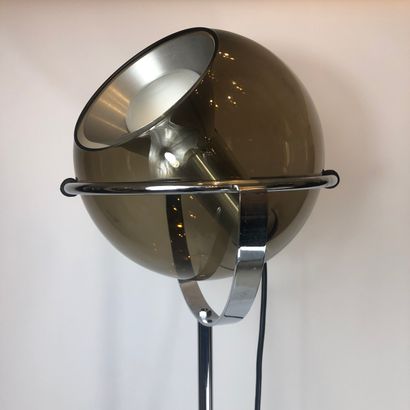null Floor lamp by FRANK LIGTELIJN (1933) for RAAK, 1965. Metal stem, smoked glass...