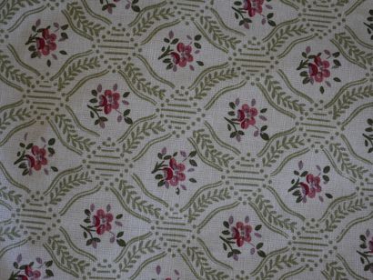 null Two pairs of curtains in beige lampas with flowers. Height 320cm, width 90cm...
