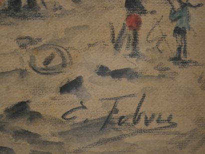 null Edouard Febvre (1885-1967), Montmartre, le maquis sous la neige, aquarelle,...