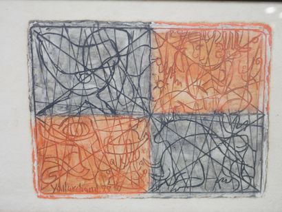 null Yo MARCHAND. Abstract composition. Mixed media on paper, signed, dated 88? and...