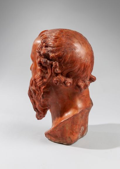  Gennaro CHIURAZZI (1842-1906). Bust of a philosopher. Wax proof. Bears the stamp...