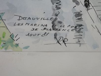 null Ecole française XXe siècle. Deauville, les marinas et le port de plaisance,...