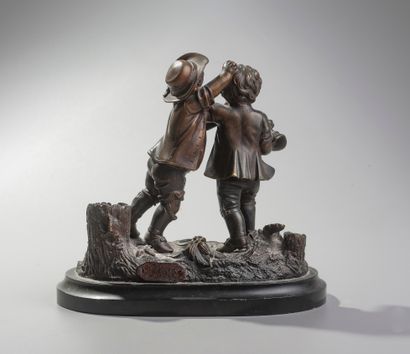 null French school 19th century. The bickerers. Bronze with brown patina forming...