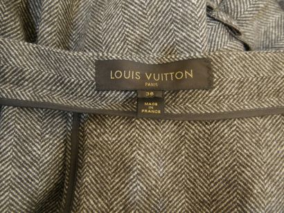 null LOUIS VUITTON - Jupe en tweed marron à volants - Taille 36 - Etat d'usage