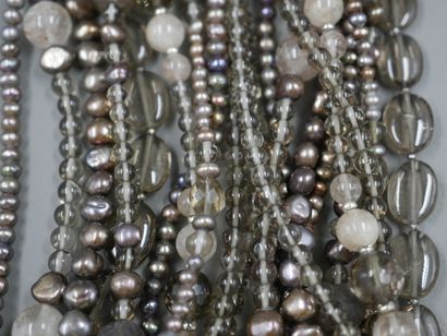 null STEPHEN DWECK - Collier à dix rangs de perles en pierre de couleurs, quartz,...