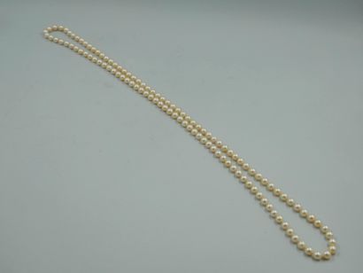 null Long sautoir de perles de culture chocker - Diamètre des perles : 7mm - Longueur...