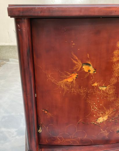 null THAN LEY, VIETNAM (HANOI SCHOOL), Buffet forming a red and gold lacquered bar,...