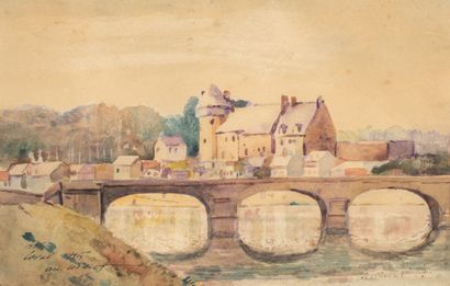 null Alfred Marie LE PETIT (1876-1953), School of Honfleur. "Laval 1895". Watercolor...