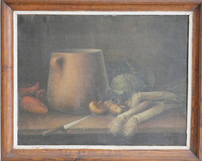 null Early 20th century French school, Still life with a fire pot, oil on canvas,...