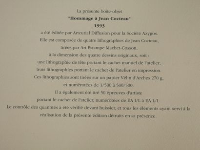 null Jean COCTEAU. Hommage à Jean Cocteau. 4 lithographies sur vélin d arches, numérotées...