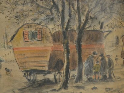 null Edouard Febvre (1885-1967). Montmartre, le maquis sous la neige, aquarelle,...