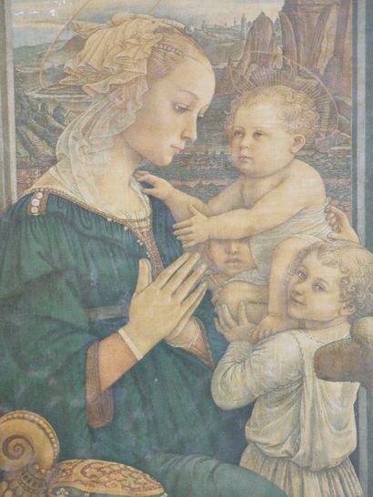 null Reproduction after Lippi. Virgin and child. 25,5 x 17cm (without frame) / 43...