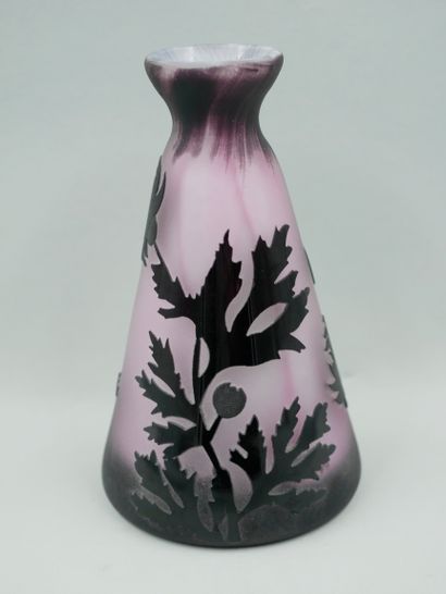 null THE ROCHERE. Vase piriform with slightly flared neck out of multi-layered acid-etched...
