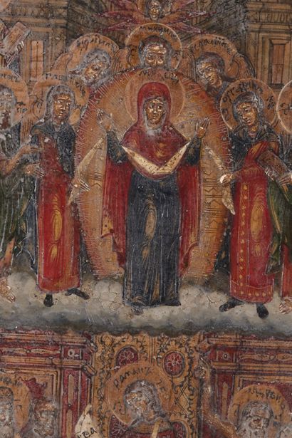 null Icon: The Pokrov (veil) or Protection of the veil of the Mother of God. RUSSIA,...