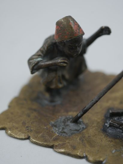null Vienna bronze, small patinated and polychrome bronze subject representing a...