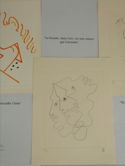 null Jean COCTEAU. Homage to Jean Cocteau. 4 lithographs on arches vellum, numbered...