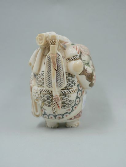 null JAPAN, early 20th century. Standing prosperity Buddha in elephant ivory (elephantidae...