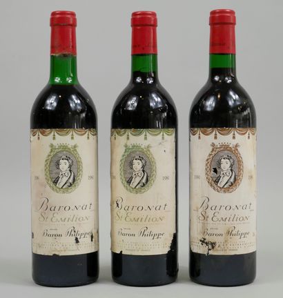 null 3 bottles Baronat, St Emilion, 1981 (Damaged labels)