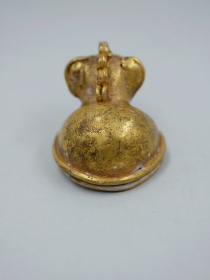 null Feline dragon frog with bell. Element of necklace. Poor gold said tumbaga. L...