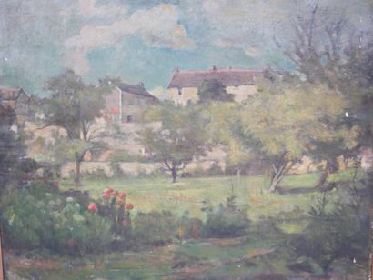 null French school XIXth century. House with trees. Oil on canvas. 60 x 73cm. (A...