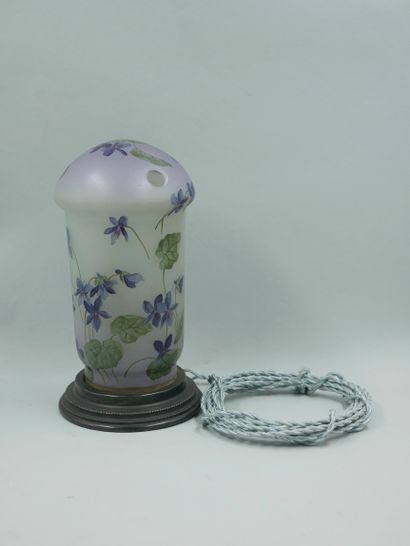 null LEGRAS. Glass night light with enamelled and painted decoration of branches...