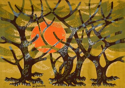 null Robert DEBIEVE (1926-1994), The olive grove. Tapestry printed and edited by...