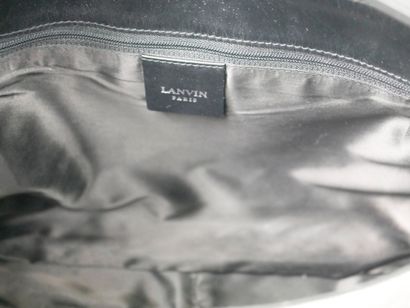 null LANVIN. Sac à main vintage en cuir et toile. 22 x 32cm.