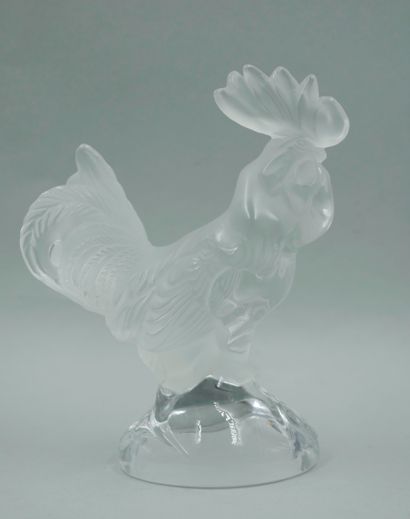 null DAUM France. Rooster. Crystal group. Signed. Height 13cm.